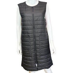 PACIBE Puffer Vest Womens M Black Quilted Sleeveless Polyester Zip Front Warm